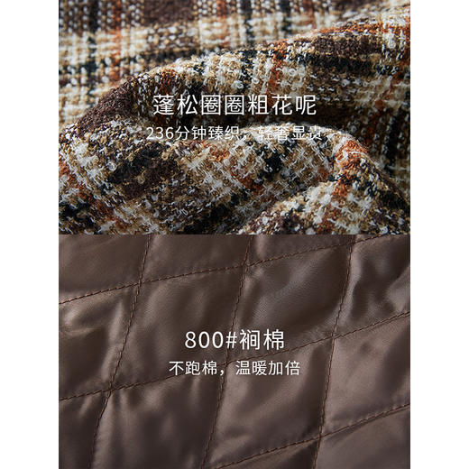 【年货节】熙世界2025秋冬款小香风夹棉外套女短款小个子复古格纹粗花呢上衣 商品图2