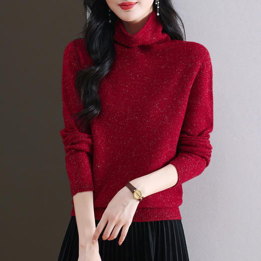 CC 3032软糯慵懒风宽松毛衣堆堆领亮丝羊毛衫针织衫 商品图1