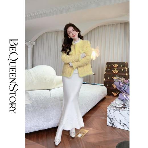 BeQueenStory【人鱼泪珠】法式轻奢气质钉珠包臀长款鱼尾半身裙 商品图3