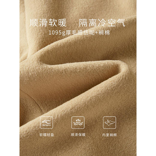 【年货节】熙世界毛呢外套中长款女冬季2025年新款复古加厚夹棉翻领呢子大衣 商品图3