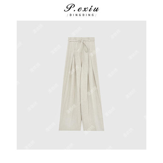 03-3潘依绣丁丁宠粉原创设计100%麻松弛高级感阔腿休闲裤 Q5356 商品图0