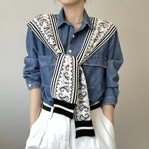 【韩版设计，针织装饰，搭肩腰果花假领子，时尚百搭，女神范十足】新款披肩外搭女士坎肩 韩版春秋针织装饰 衬衫搭肩腰果花假领子-QQ 商品图3