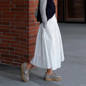 【顺丰包邮】53748 洛诗琳新款时尚赫本风高腰显瘦白色碎褶半身裙女619