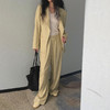 【顺丰包邮】99959 洛诗琳老钱风收腰西装外套亚麻直筒裤两件套61038 商品缩略图0