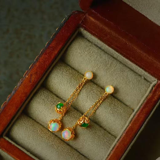 龢盒原创 欧珀翡翠绣球耳环 商品图1