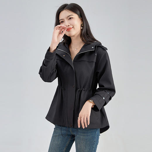 【高货wl】全新升级【铂金会员404/天猫539/差价135】(13314) 洛诗琳短款风衣外套女2024年早秋宽松连帽设计感显瘦外套 商品图1