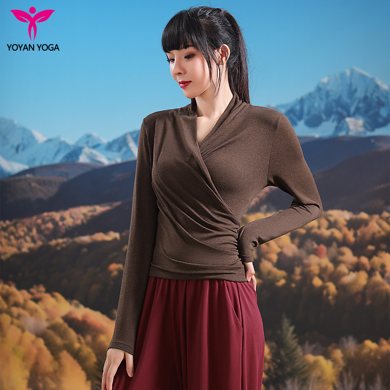 悠妍长袖V领针织衫瑜伽服上衣CX24529