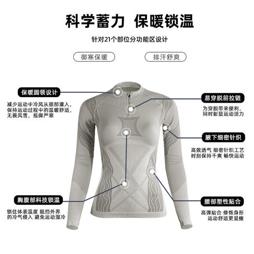 跃牌【菲凡系列】秋冬运动透气弹力保暖功能内衣滑雪速干衣户外登山徒步功能内衣女Y2049 商品图1