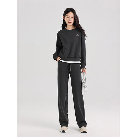 【年终特卖】熙世界通勤运动风加绒卫衣套装休闲裤两件套女2025新款秋冬一整套 商品图2