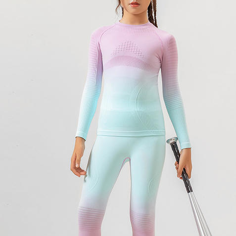 跃牌【菲凡系列】儿童高弹速干衣一体织滑雪功能压缩衣排汗透气保暖打底渐变套装Y2048 商品图2