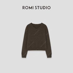 ROMI STUDIO“松弛随性”7针单边*羊毛V领套头针织毛衫 442T9182