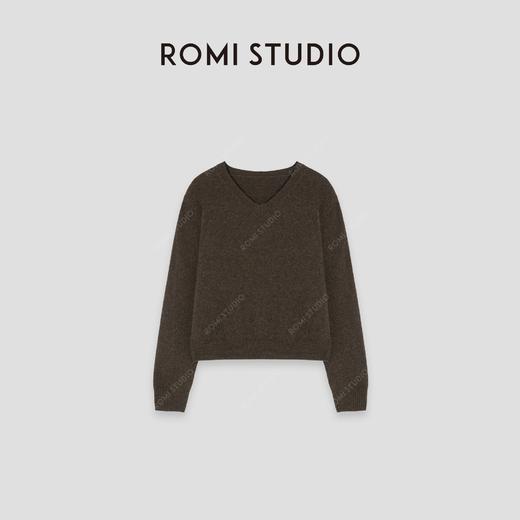 ROMI STUDIO“松弛随性”7针单边*羊毛V领套头针织毛衫 442T9182 商品图0
