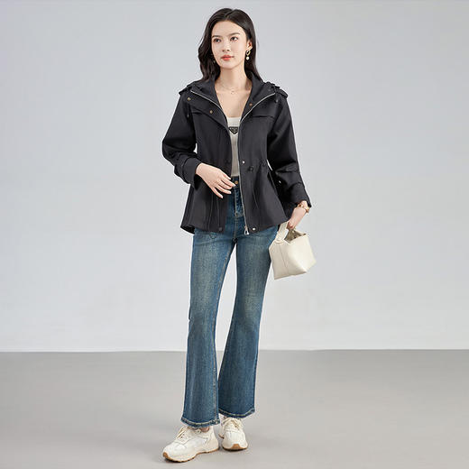 【高货wl】全新升级【铂金会员404/天猫539/差价135】(13314) 洛诗琳短款风衣外套女2024年早秋宽松连帽设计感显瘦外套 商品图0