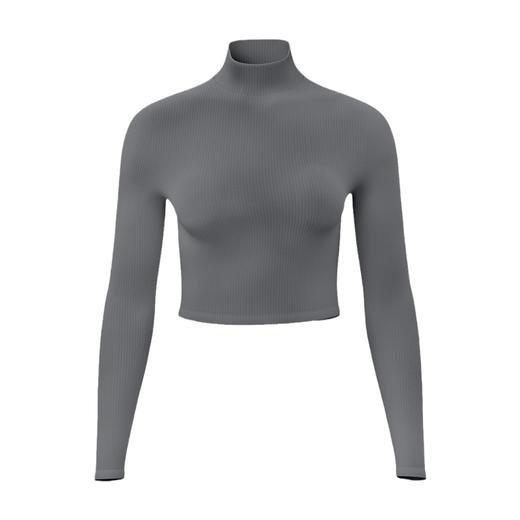 跃牌【瑜堂系列】条纹小高领瑜伽长袖纯色修身透气高弹运动长袖JYTC015 商品图4