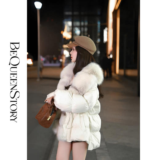 BeQueenStory【挪威初雪】气质保暖狐狸毛领冬季短款鹅绒服 商品图3