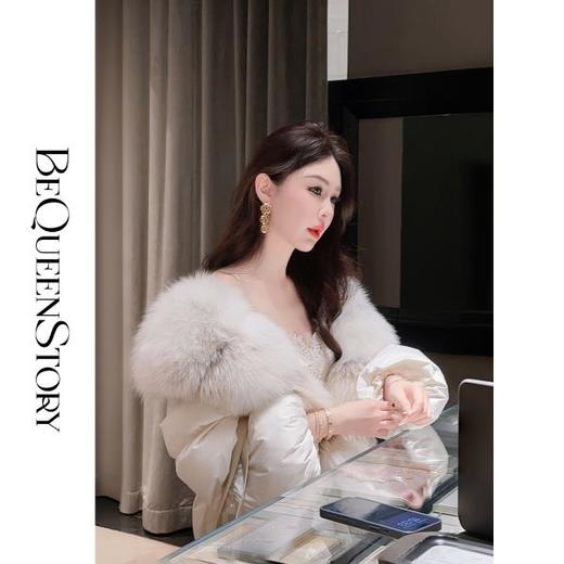 BeQueenStory【挪威初雪】气质保暖狐狸毛领冬季短款鹅绒服 商品图4