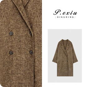 PanYiXiu/潘依绣【温暖时光】骆驼绒羊-毛人字纹高阶大衣 ZX24837