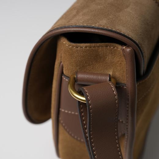 ROMI STUDIO“棕标甄选”*牛皮拼色绒面单肩斜跨马鞍包 24SSB144 商品图2