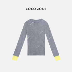COCO ZONE 2024圆领针织衫时尚拼接撞色设计感毛衣24C10351