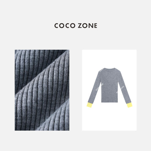 COCO ZONE 2024圆领针织衫时尚拼接撞色设计感毛衣24C10351 商品图2