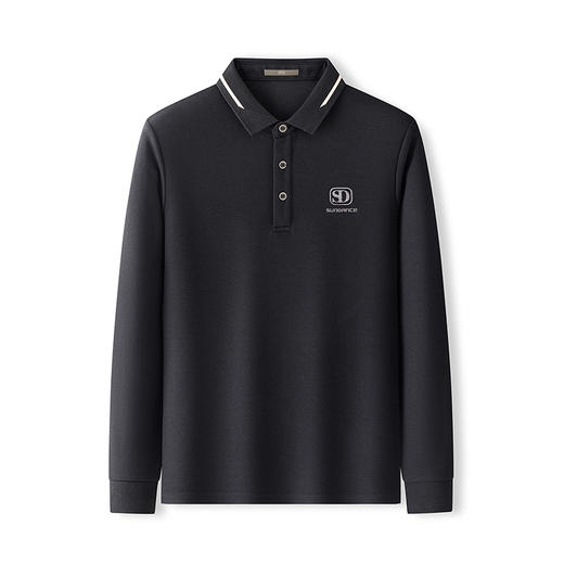 【含桑蚕丝】圣得西秋款男士撞色翻领长袖polo衫T恤衫2412945112 商品图4