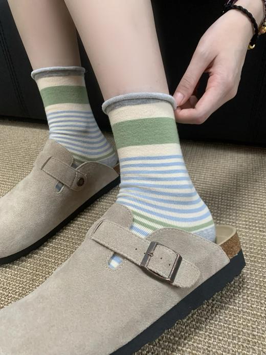 <曾小咸推荐> 卷边条纹ins风无骨堆堆袜 商品图2