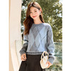 【1件75折】熙世界复古菱格毛衣女宽松慵懒风套头圆领针织衫上衣2025秋冬新款 商品缩略图1