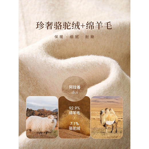 【年终特卖】熙世界骆驼绒绵羊毛大衣女短款冬季新款小香风撞色翻领毛呢外套 商品图3