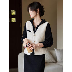 【年终特卖】熙世界慵懒风连帽卫衣裙女秋冬2025新款黑色坑条灯芯绒直筒连衣裙