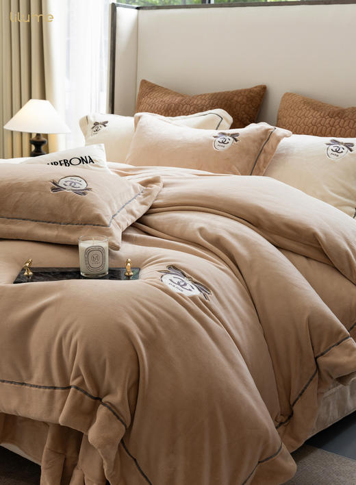 利路米秋季新款超细牛奶绒保暖四件套谢丽尔咖 商品图1