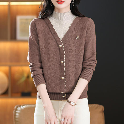 CC-WXN-BSM517半高领假两件时尚毛衣女秋冬宽松针织上衣妈妈内搭韩版时髦打底衫 商品图1