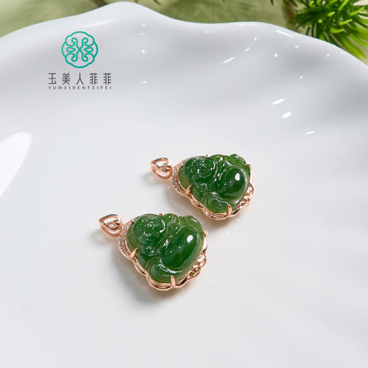 S925和田玉碧玉全包佛公吊坠 商品图0