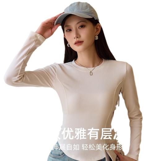 【秋冬新款 百搭T恤女】黑色长袖，修身显瘦；百搭内外穿，时尚必备！高弹透气，舒适不紧束。视觉拉长身形，优雅知性。韩版新款圆领修身鱼尾打底衫，内搭秋冬，辣妹修身长袖短款鱼骨内搭上衣女！ 商品图4