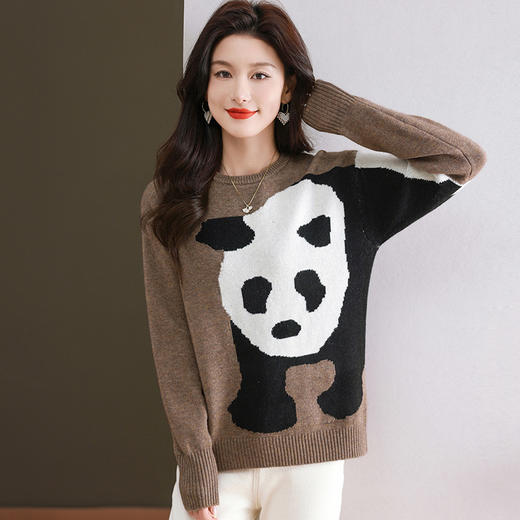 CC-103-6116卡通圆领针织打底衫女春秋新款洋气内搭宽松显瘦气质长袖T恤上衣 商品图3