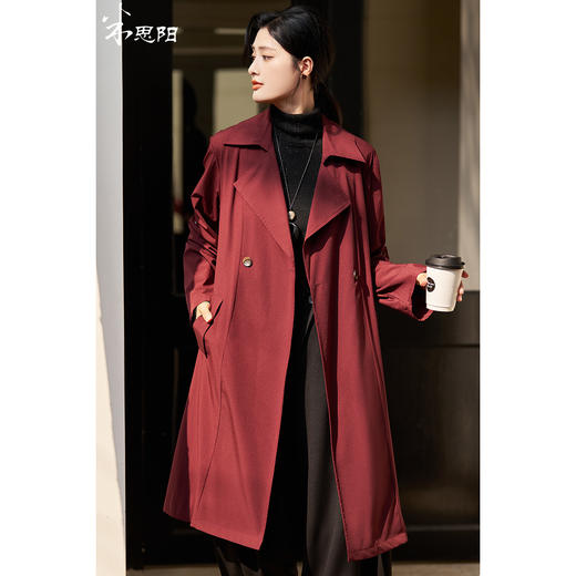 米思阳2026春季新款通勤设计感黑色风衣一粒扣褶皱长袖外套女2600 商品图0