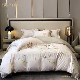 利路米秋冬新款纯棉暖绒磨毛四件套山花烂漫