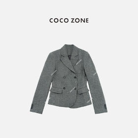 COCO ZONE 时尚翻领双排扣外套百搭长袖上衣CC2D2378