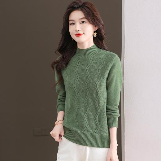 CC-103-1672厚款半高领毛衣女秋冬内搭新款宽松简约上衣中年妈妈羊毛打底衫女 商品图0