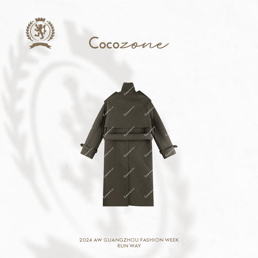 COCO ZONE 高级感复古菱格气质长款保暖立领棉服CC2C1984 商品图1