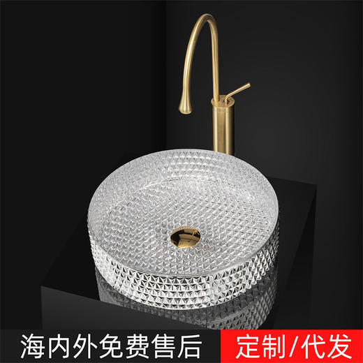 压铸卫浴玻璃水晶盆博威雅厂家批发艺术圆柱形电镀台上卫浴洗手盆 商品图2