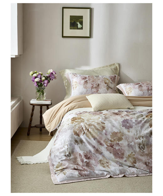 秋冬天丝精密细磨毛美式风系列四件套芳若粉 商品图1