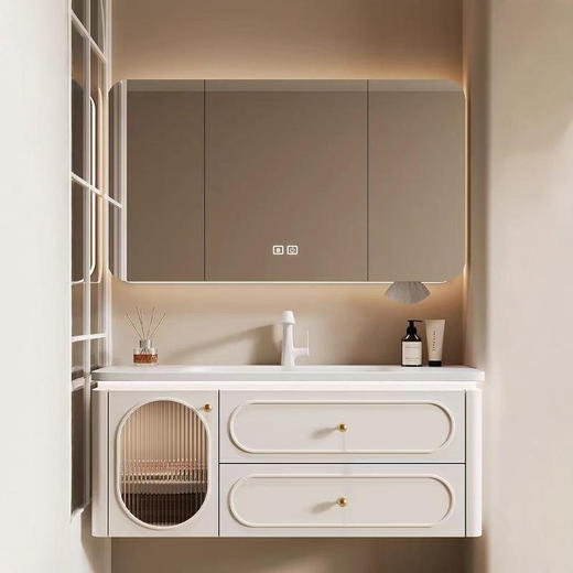 洗漱台浴室柜组合陶瓷2024奶油风卫浴橡木洗脸盆新款盆一体可丽耐 商品图1