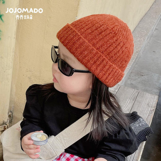 【儿童简约糖果色针织帽】ins风儿童针织帽糖果色时尚个性瓜皮帽套头帽 秋季新款宝宝毛线帽 商品图1