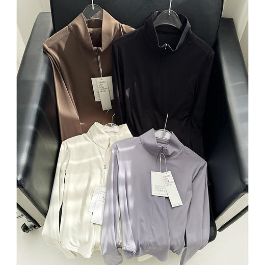 官网580！女士立领半拉链修身夹克 收腰显瘦弹力贴身瑜伽健身运动休闲上衣 商品图4