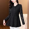 SMZ31401洋气妈妈装冬季新款长袖蕾丝加绒修身打底小衫显瘦百搭收腰上衣潮 商品缩略图1
