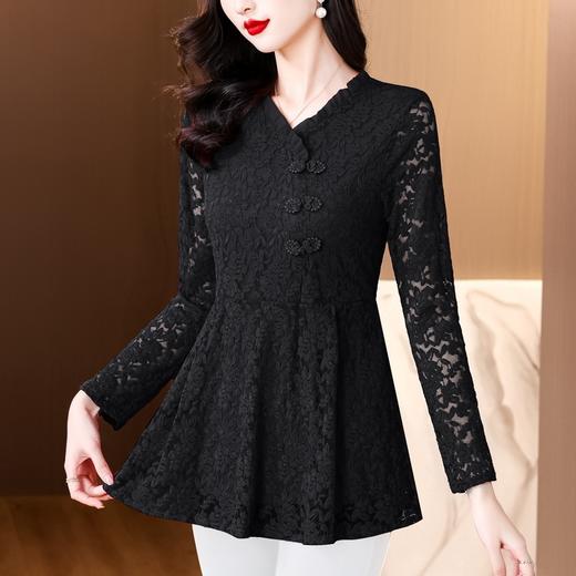 SMZ31401洋气妈妈装冬季新款长袖蕾丝加绒修身打底小衫显瘦百搭收腰上衣潮 商品图1