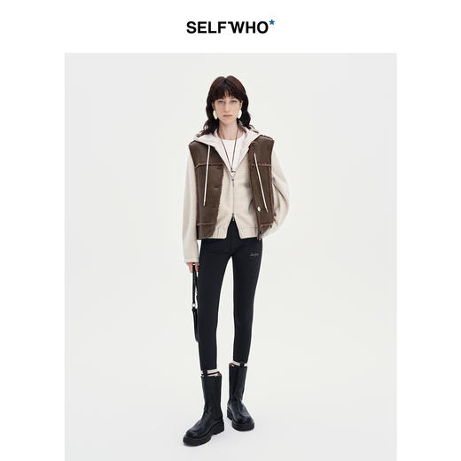 SELFWHO黑色加绒弹力鲨鱼裤打底裤女2024秋冬收腹提臀外穿紧身裤 商品图0