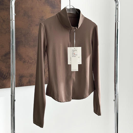 官网580！女士立领半拉链修身夹克 收腰显瘦弹力贴身瑜伽健身运动休闲上衣 商品图6