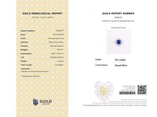 皇家蓝蓝宝石戒指 3.59ct 商品图5