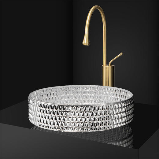 压铸卫浴玻璃水晶盆博威雅厂家批发艺术圆柱形电镀台上卫浴洗手盆 商品图3